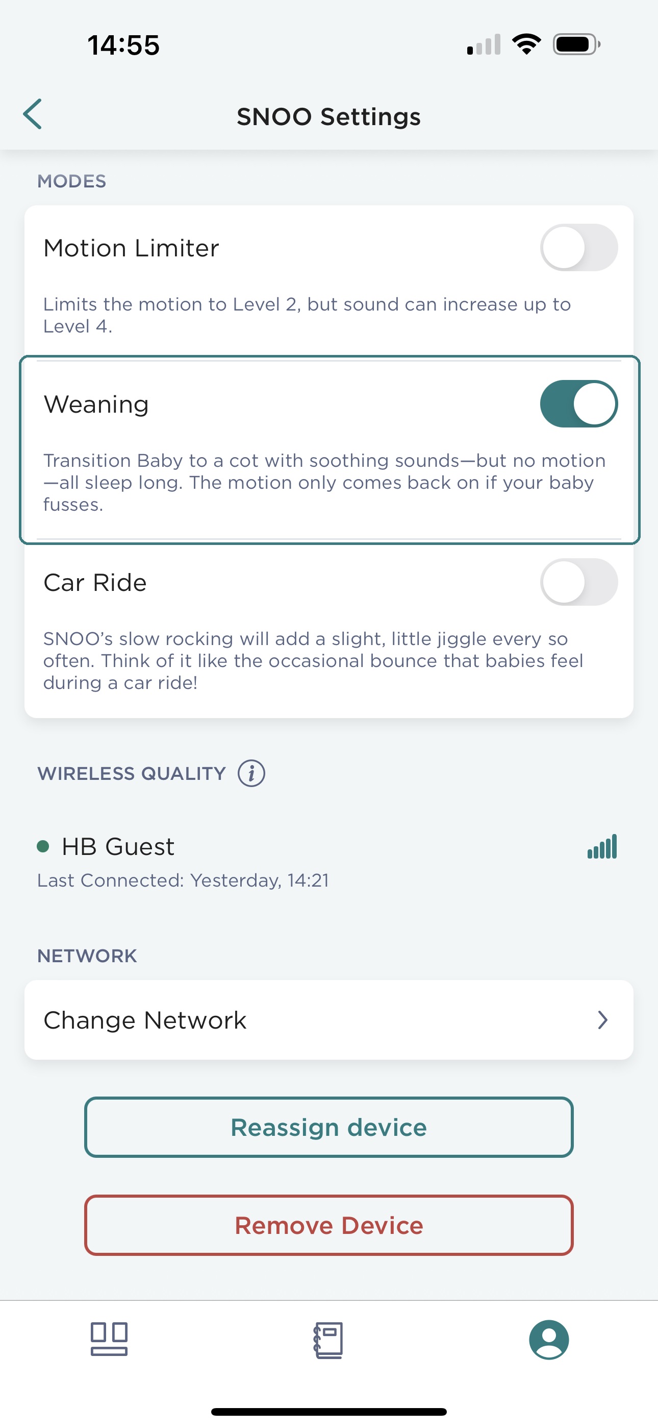How do I enable the Weaning feature? Happiest Baby