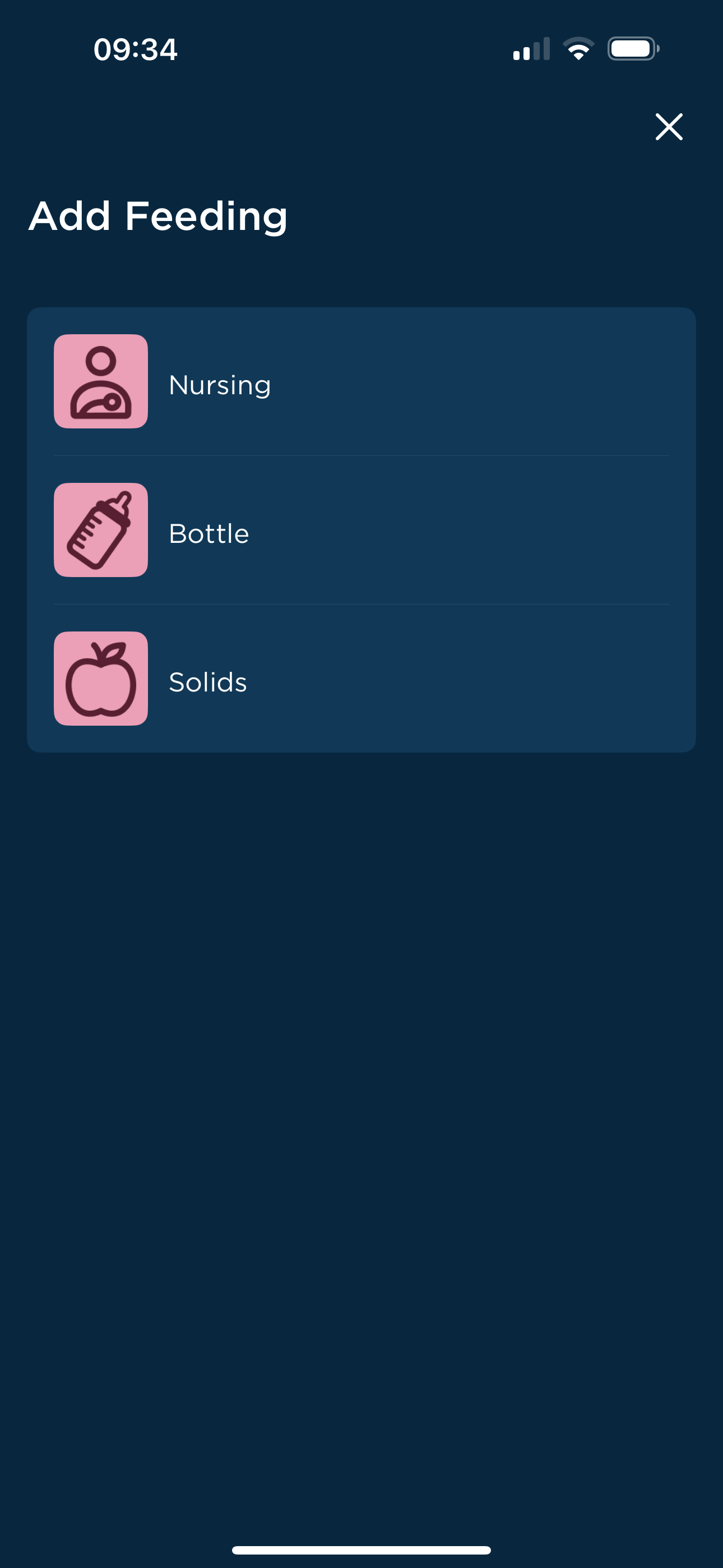Can I track other activities besides sleep? Feeding options.PNG